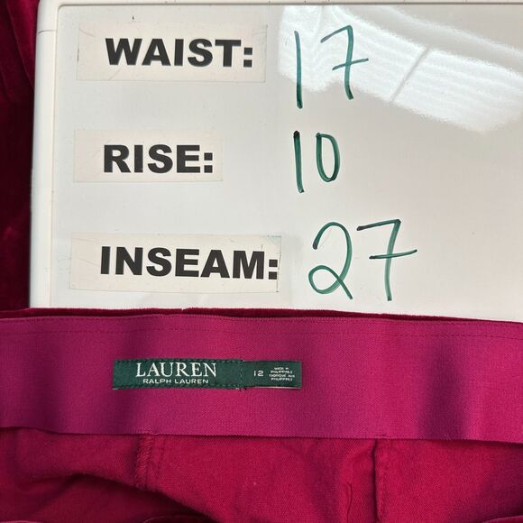 Lauren Ralph Lauren Pink Fuchsia Velvet Pull On Trouser Pants Women's Size 12 - Picture 4 of 5